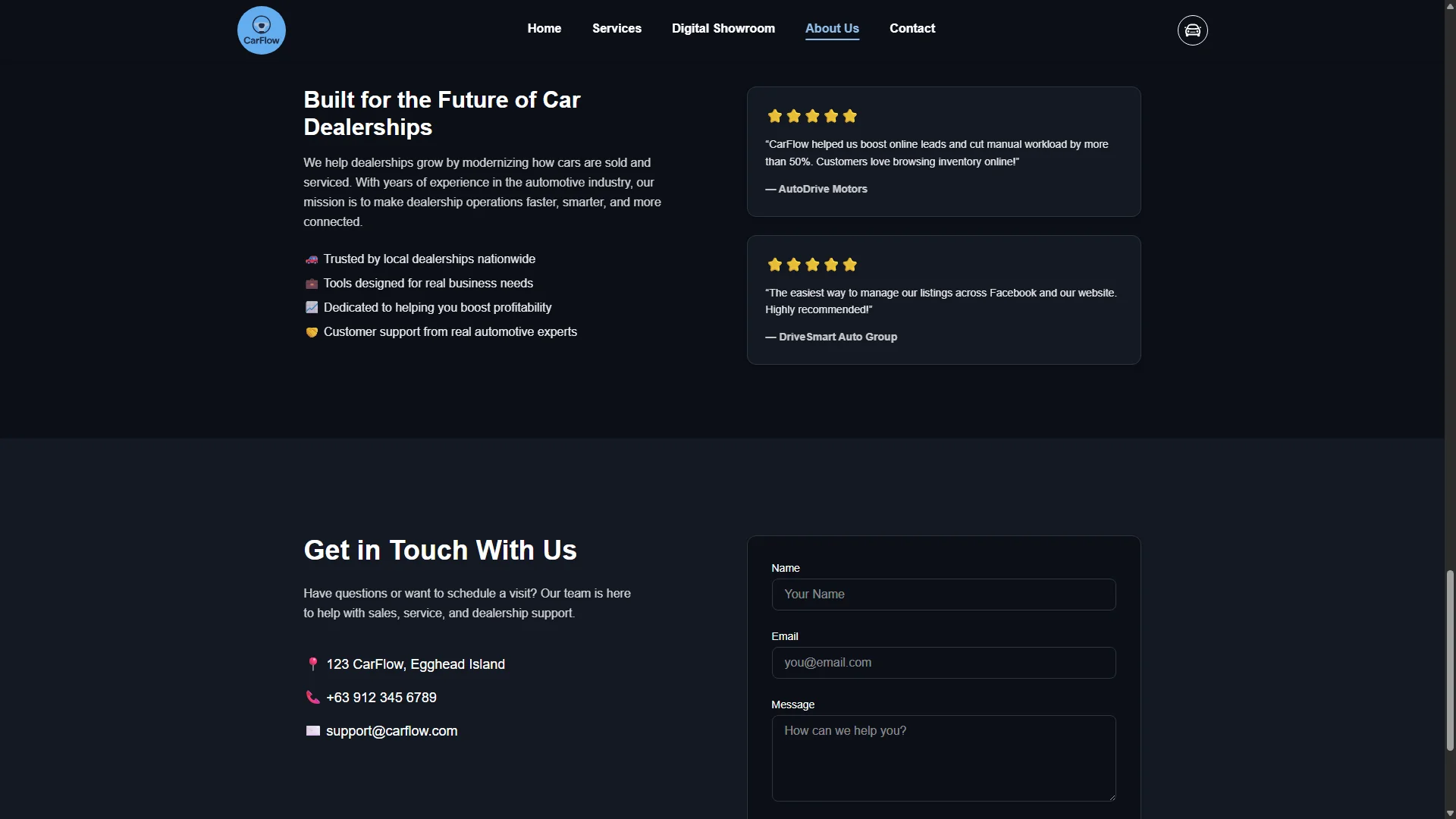 About Us & Contact Preview